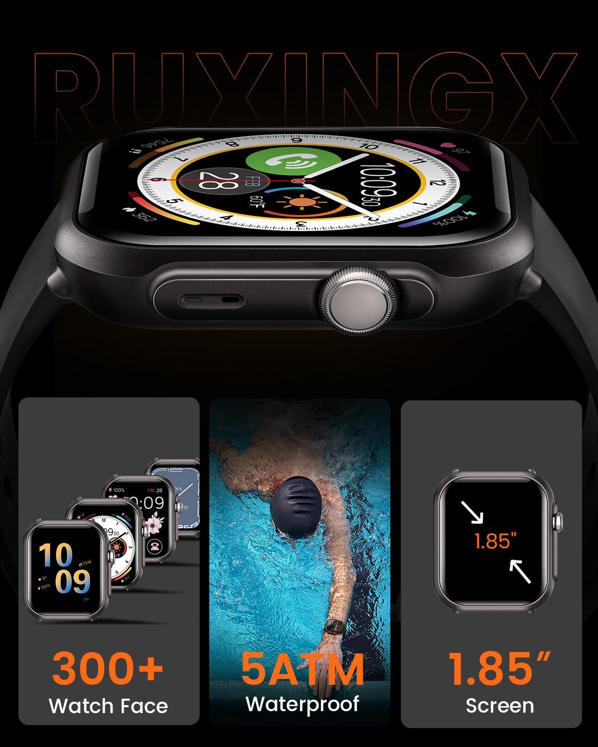 Smart Watch for Men for iPhone&Android: 100 Day+Battery Life, Smart Watch(Answer/Make Calls)